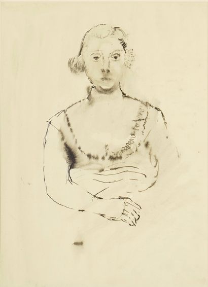 Paul Delvaux (1897-1994). Indian ink drawing,...