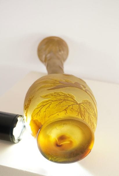 Emile Gallé (1846-1904). Vase à décors d'Ampélopsis....