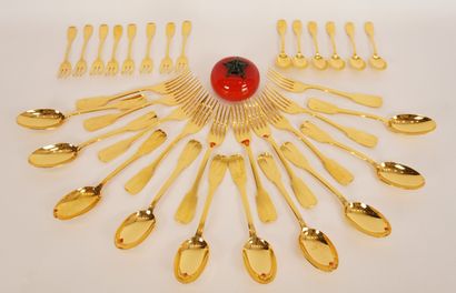 52-piece set. Cutlery in gilded metal. 10...