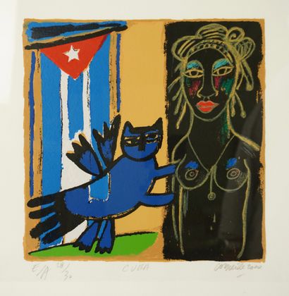 Corneille (1922-2010). Estampe multiple sur...