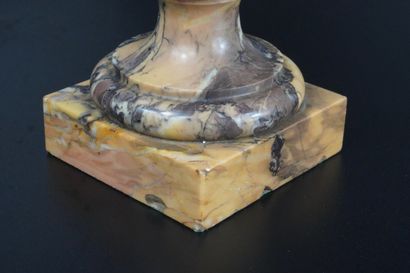 Paire de vases couverts en marbre jaune de...