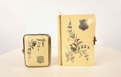 Box containing a prayer book and coin purse....