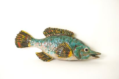 Jacquemart. Deux poissons en céramique vernissée...
