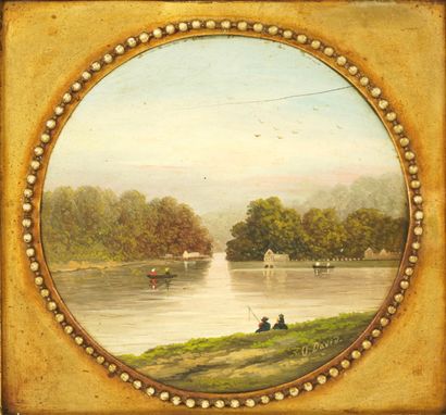 O. David. Huile sur panneau d'acajou. 
Vue...