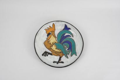 Dijeux Odette (1920-2020). Plat rond décor...