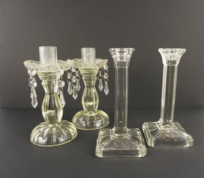 Modern and antique pressed glass. Two pairs...