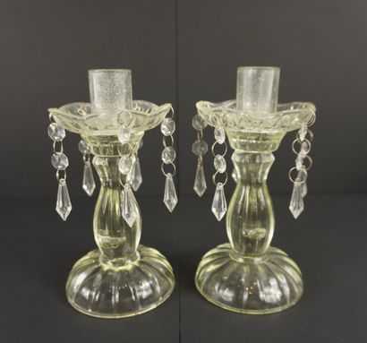 Modern and antique pressed glass. Two pairs...