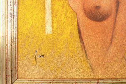 Musin (1939-) Nu au chapeau dans un paysage...