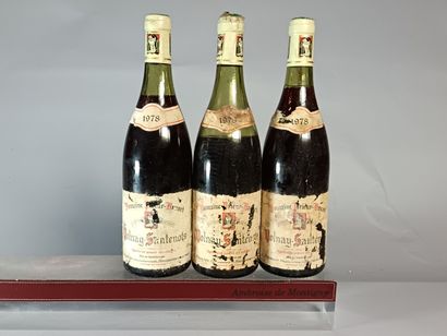 3 Bouteilles VOLNAY 1er cru SANTENOTS 1978...