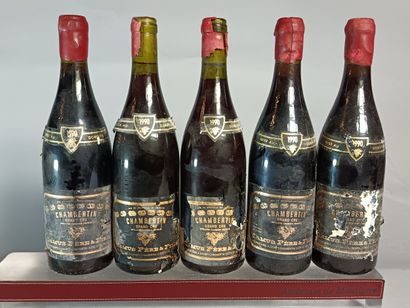 5 Bouteilles CHAMBERTIN Grand Cru 1990 -...