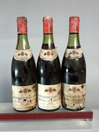 3 Bouteilles GEVREY CHAMBERTIN 1969 - BOUCHARD...