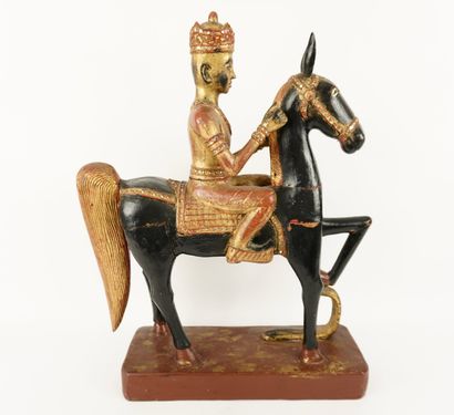 Chine début XXe. Statue équestre d'un cavalier...