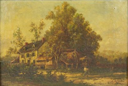 A. RIGNON. Huile sur toile reprèsentant une...