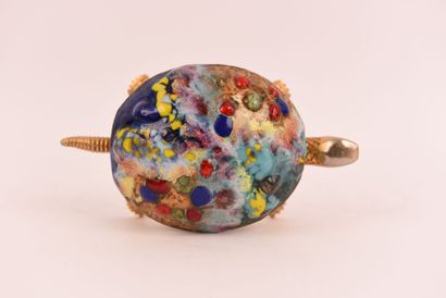 Tortue année 1960-1970 en laiton doré et...