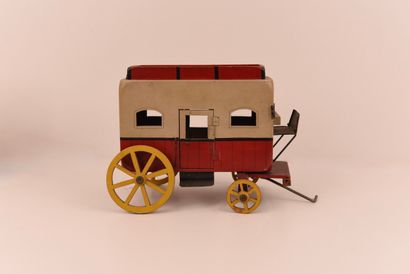 Jouet ancien. Roulotte en bois