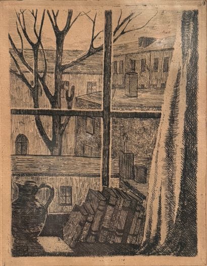 Jane Geneviève.? Deux gravures de paysage.
Une...