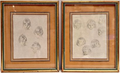 D'après RENOIR. Têtes d'enfants et de jeunes...