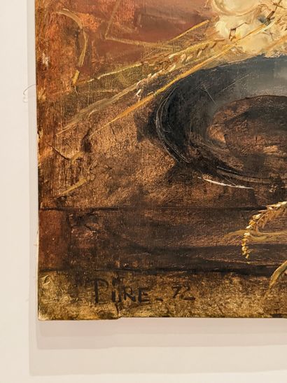 R. PIRE. Huile sur toile représentant une...