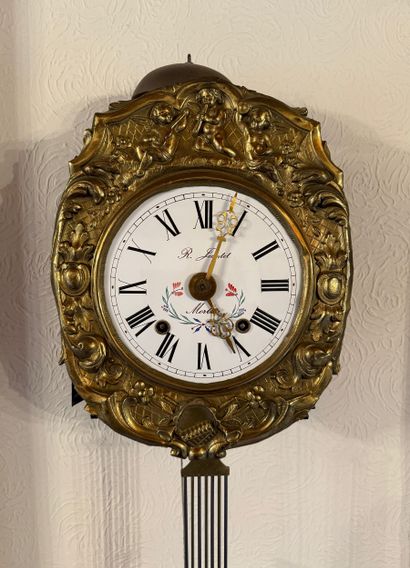 Horloge Comtoise mouvement huit jours signé...