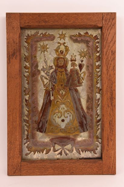 Eglomisé. Peinture églomisée sur verre et...