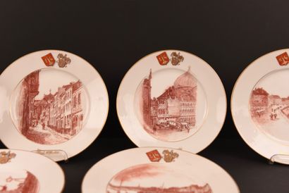 6 Assiettes représentant des vues Liège