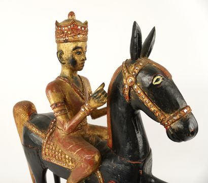 Chine début XXe. Statue équestre d'un cavalier...