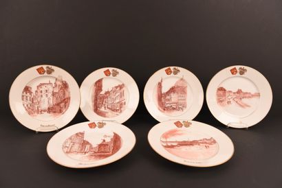 6 Assiettes représentant des vues Liège