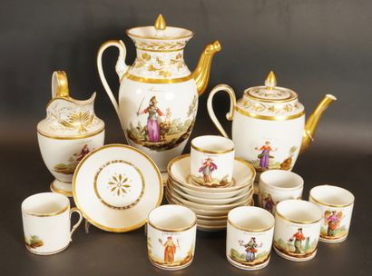 Epoque Empire. Service à café en porcelaine....