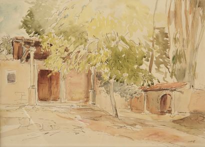 Paul NOLLET (1911-1996). Aquarelle. Paysage...