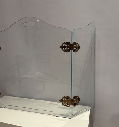 Pare-feu en verre. Dimensions : H 66 Long...