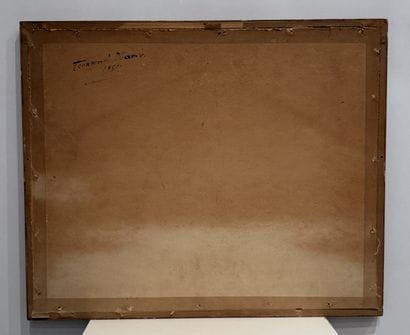 Gouache représentant un paysage en grisaille...
