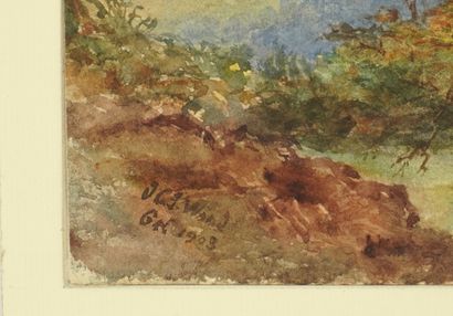 WARD JC. Aquarelle représentant un paysage...
