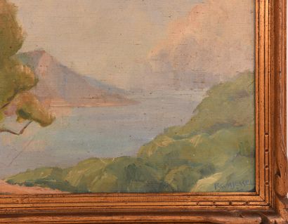 RWASSEL. Daté 1924. Peinture à l'huile. 
Carton...