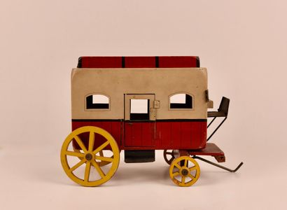 Jouet ancien. Roulotte en bois