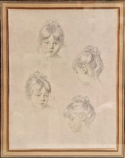 D'après RENOIR. Têtes d'enfants et de jeunes...