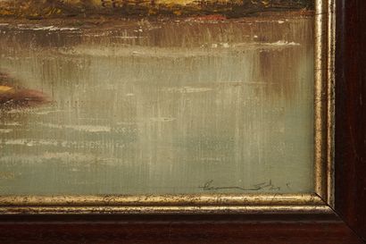 Huile sur toile. A identifier. Signée. Maison...