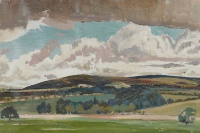 Huile sur toile. Paysage de campagne. Signé...