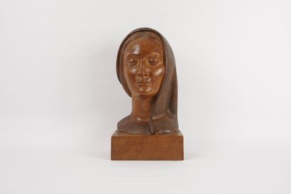 MATEU. Sculpture en bois représentant un...