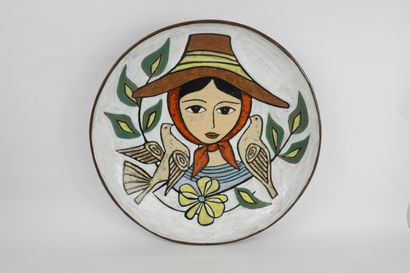 MANOY Yvette (1920-2020) Large round dish...