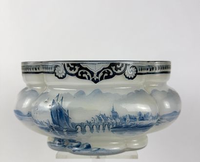 Hand-decorated opaline glass violonnée cup....