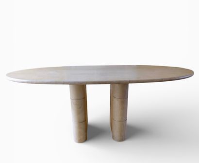 Table de salle à manger en travertin, plateau...