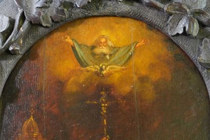 Pair of panel paintings. One depicts the...