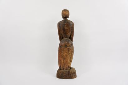 Sculpture en bois cubiste-africaniste début...