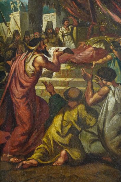 Pair of panel paintings. One depicts the...