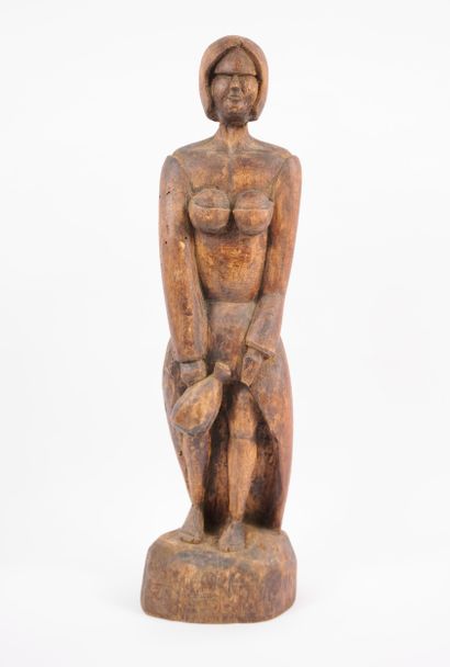 Sculpture en bois cubiste-africaniste début...