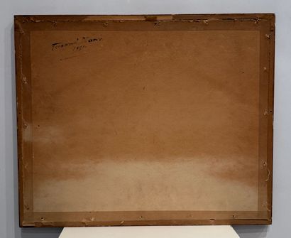 Gouache représentant un paysage en grisaille...