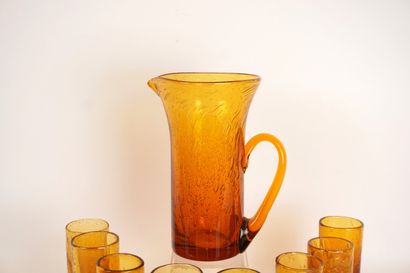 Biot Orangeade service in orange bubble glass.
H....