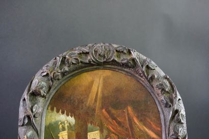 Pair of panel paintings. One depicts the...