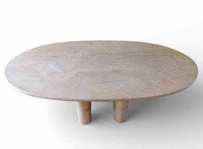 Table de salle à manger en travertin, plateau...
