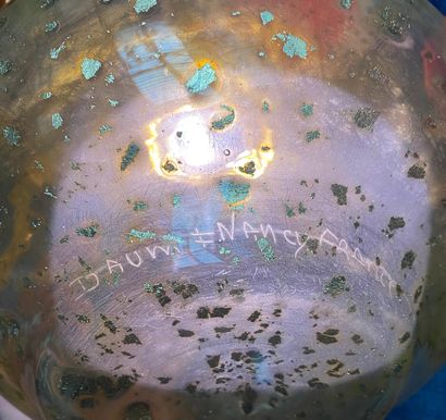 DAUM. Pitcher in yellow bubble glass glittered...